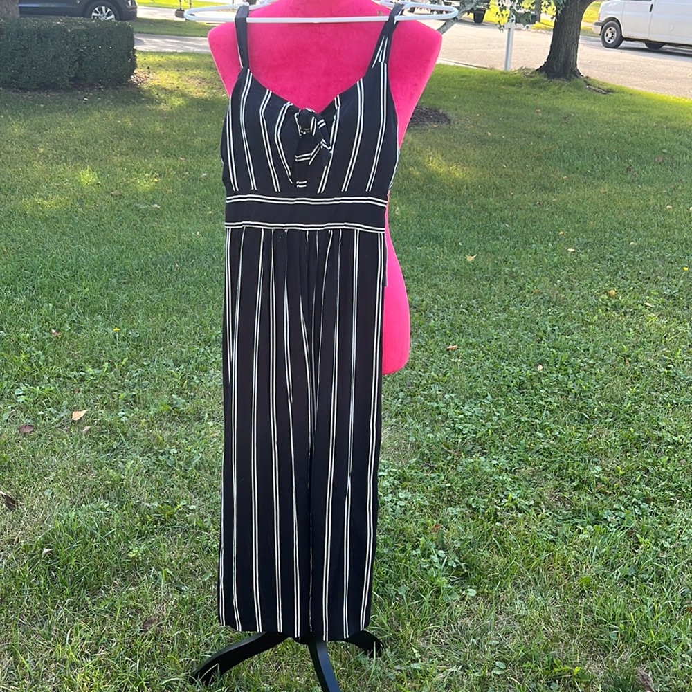 Velvet Torch Los Angeles black and white stripe sleeveless dress. Size L runs M